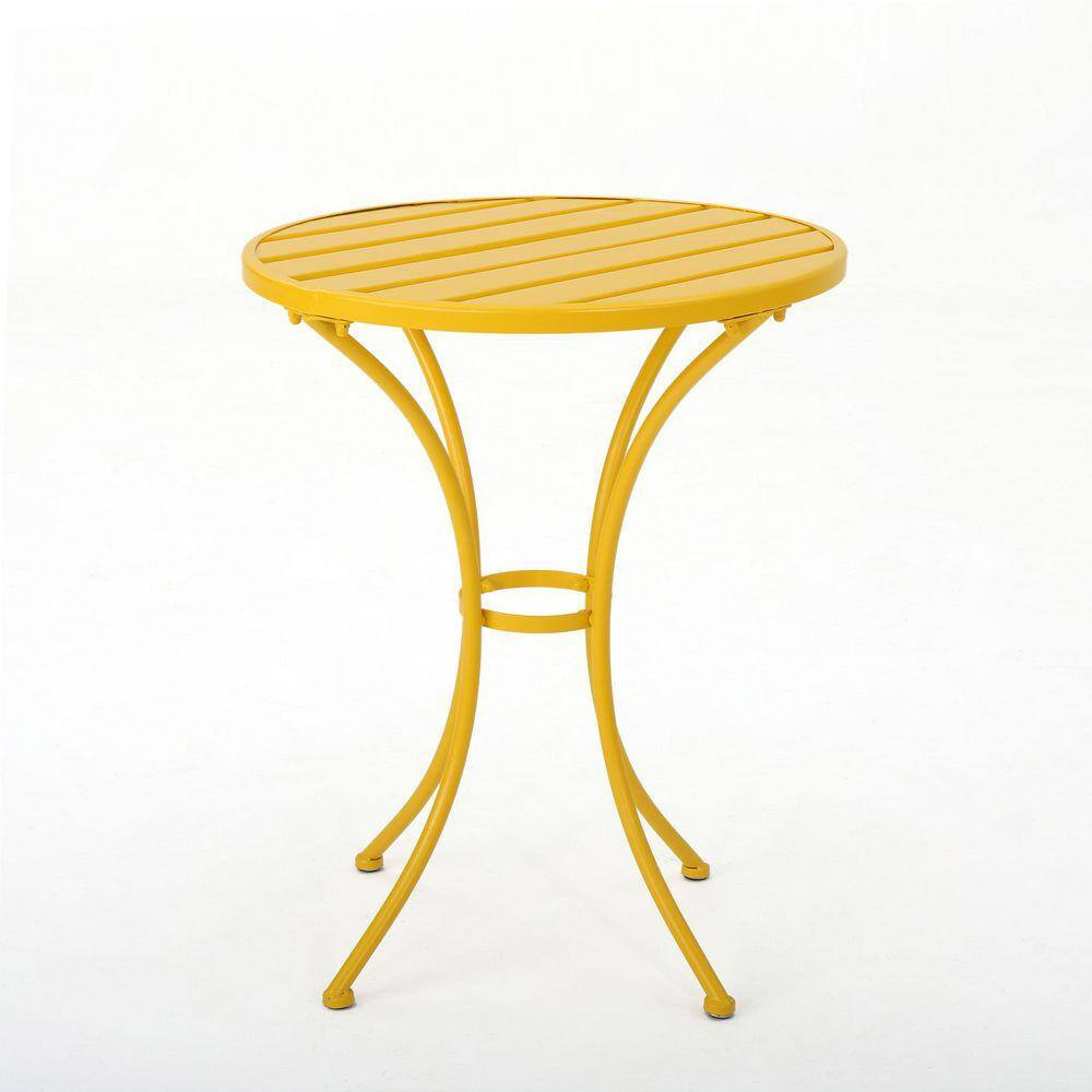 3-Piece Yellow Colmar Metal Outdoor Bistro Set, Patio Dining Set for Gardens Bac