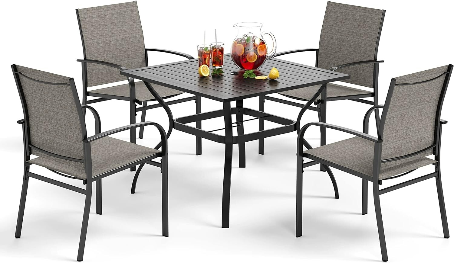 5 Piece Patio Dining Set Outdoor Table and Chairs Set of 4 for Garden Backyard
