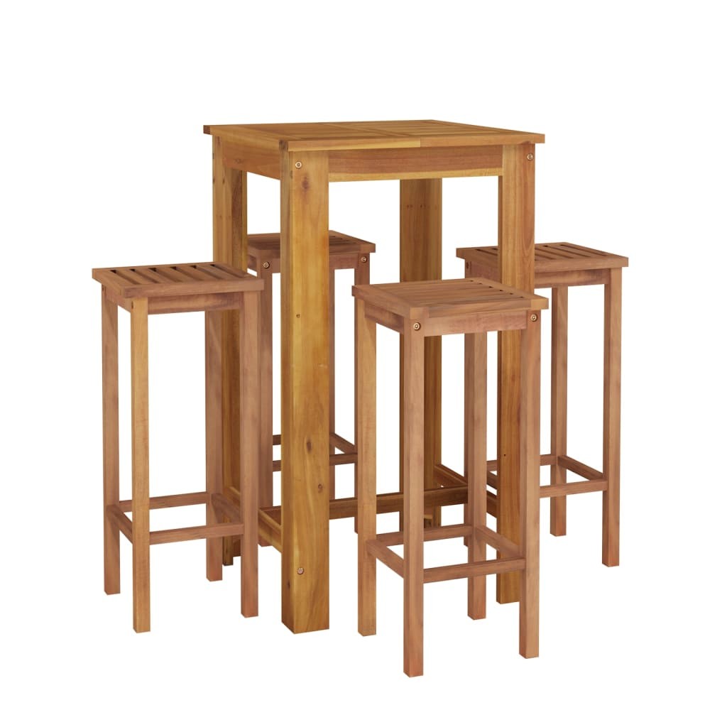 Patio Bar Set Garden Outdoor Hightop Table and Chairs Solid Acacia Wood vidaXL