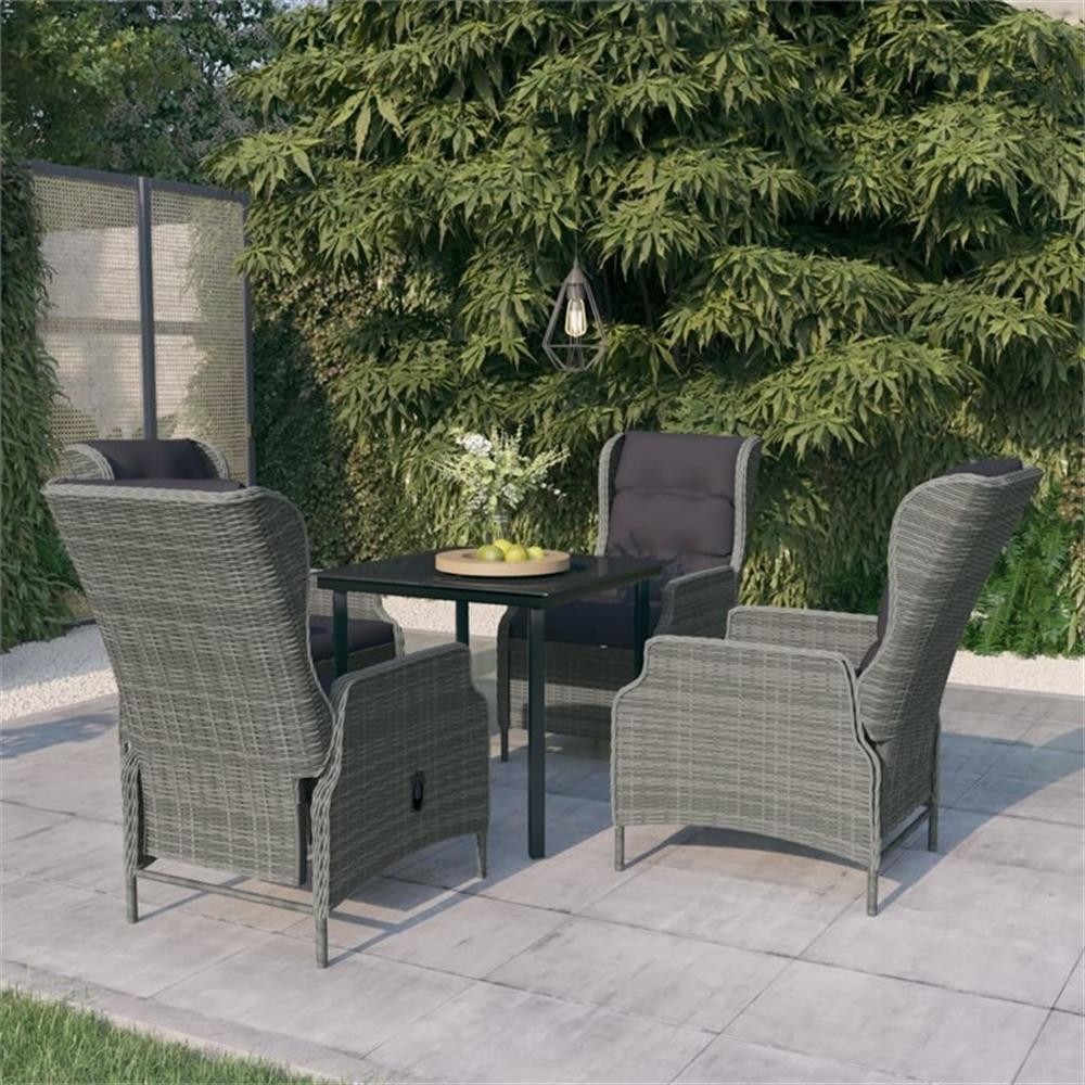 Bowery Hill Contemporary Garden Dining Set in Light Gray/Black