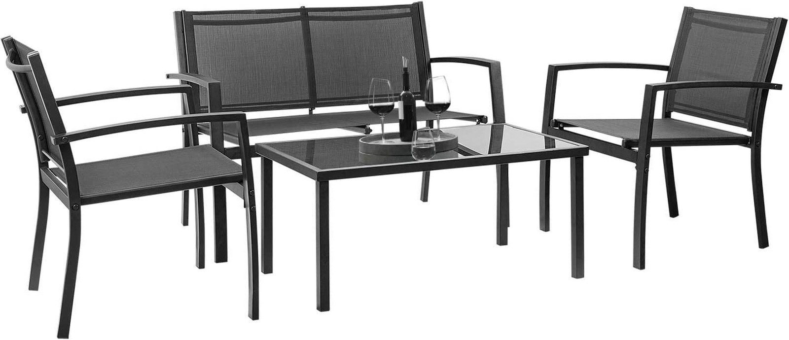 Devoko Outdoor Furniture Set 4 Piece Patio Conversation Sets Porch Furniture wit