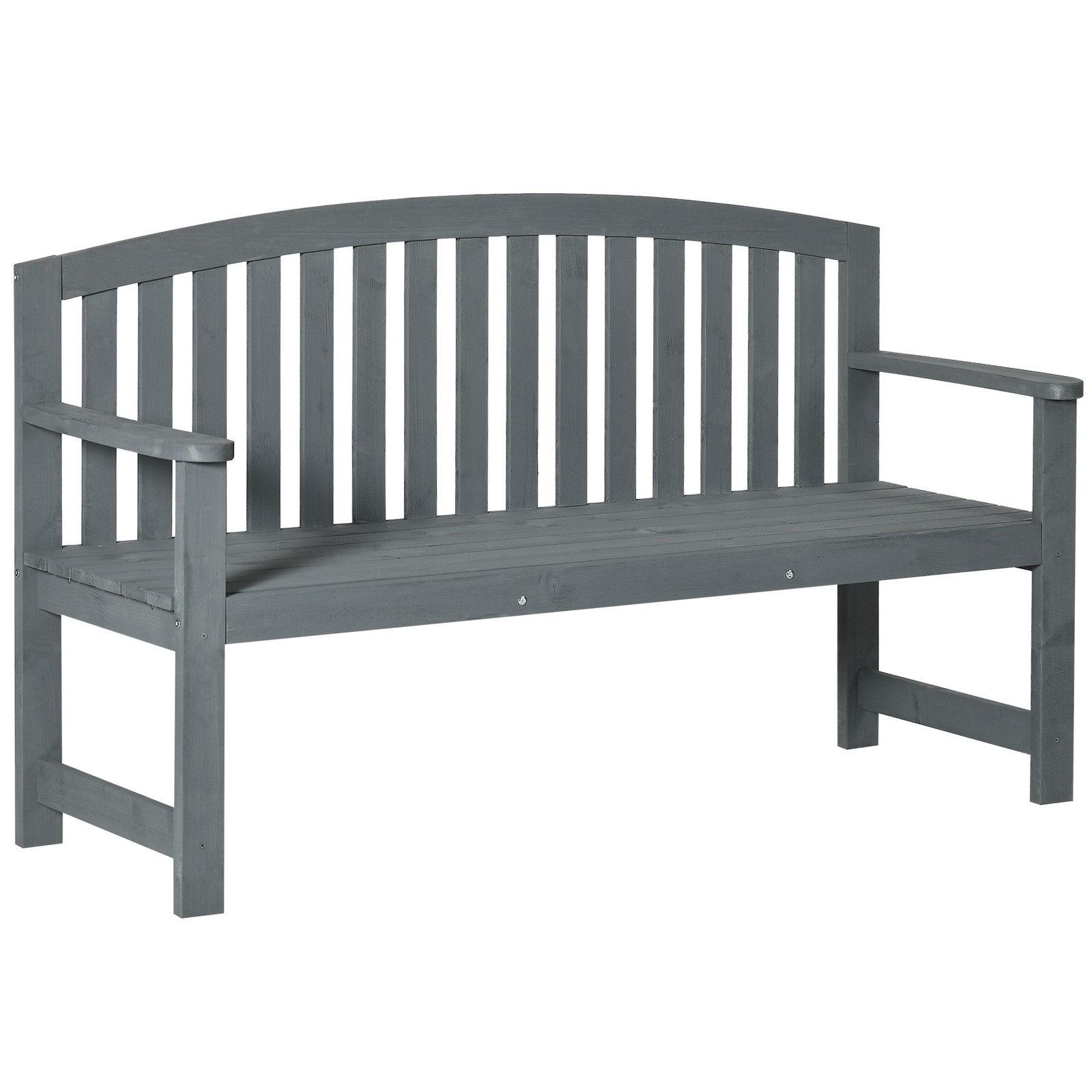 Outsunny 56″ Outdoor Wood Bench, 2-Seater Garden Bench with Backrest and Armrest