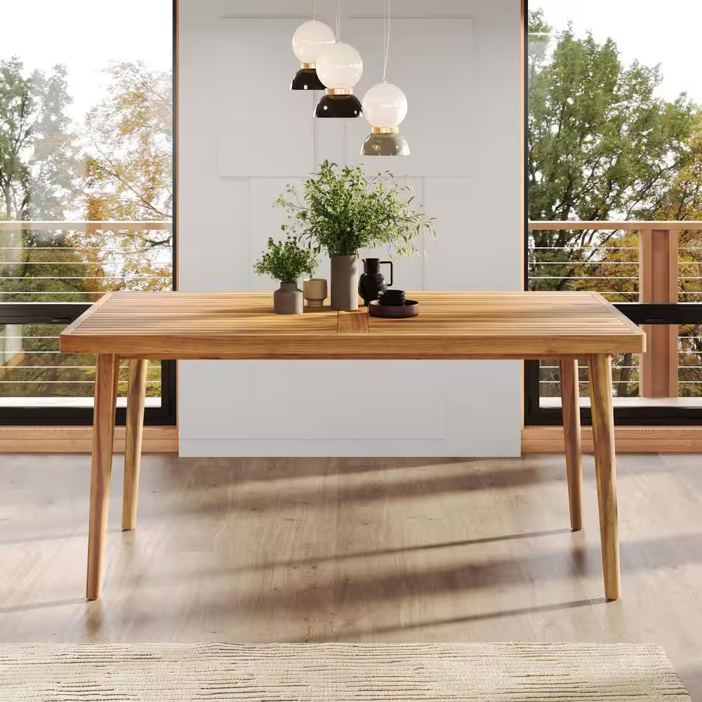 Teak Wood Outdoor Dining Table with Umbrella Hole