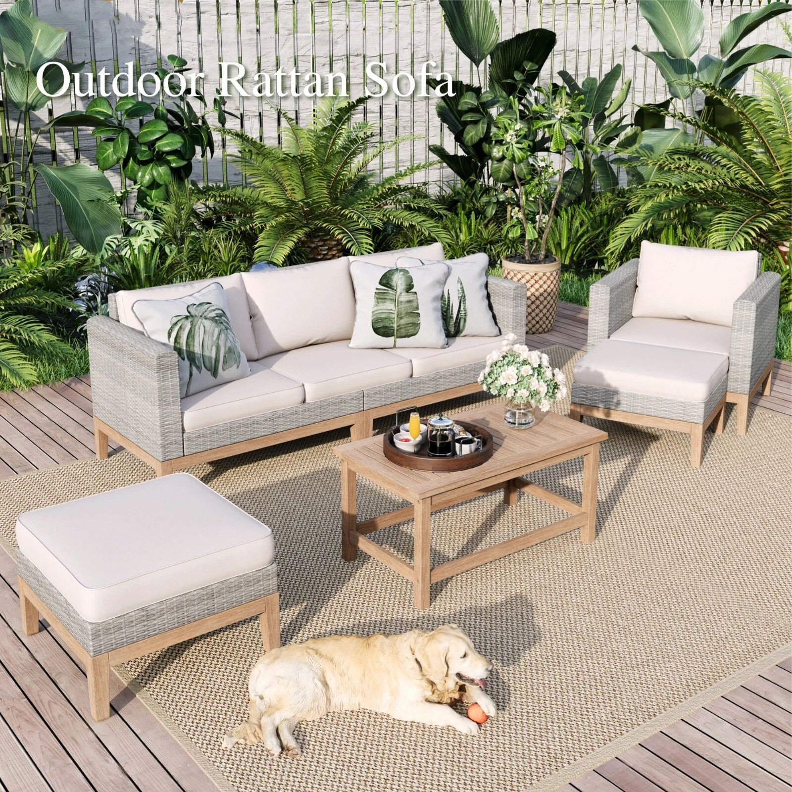 Home Outdoor Furniture Rattan Patio Furniture Set Wicker Patio Conversation Set