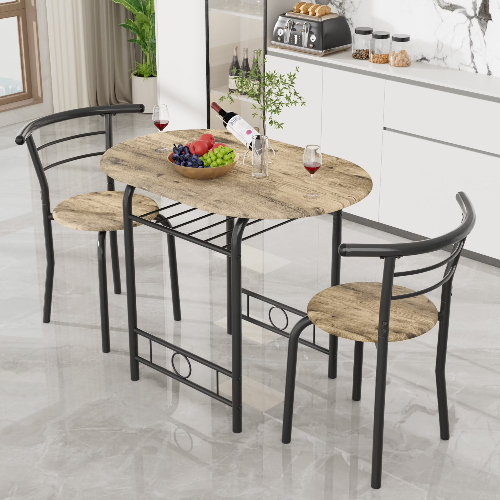 Mainstays 3 Piece Bistro Set – Albany Lane Folding Chairs & Glass Top Table