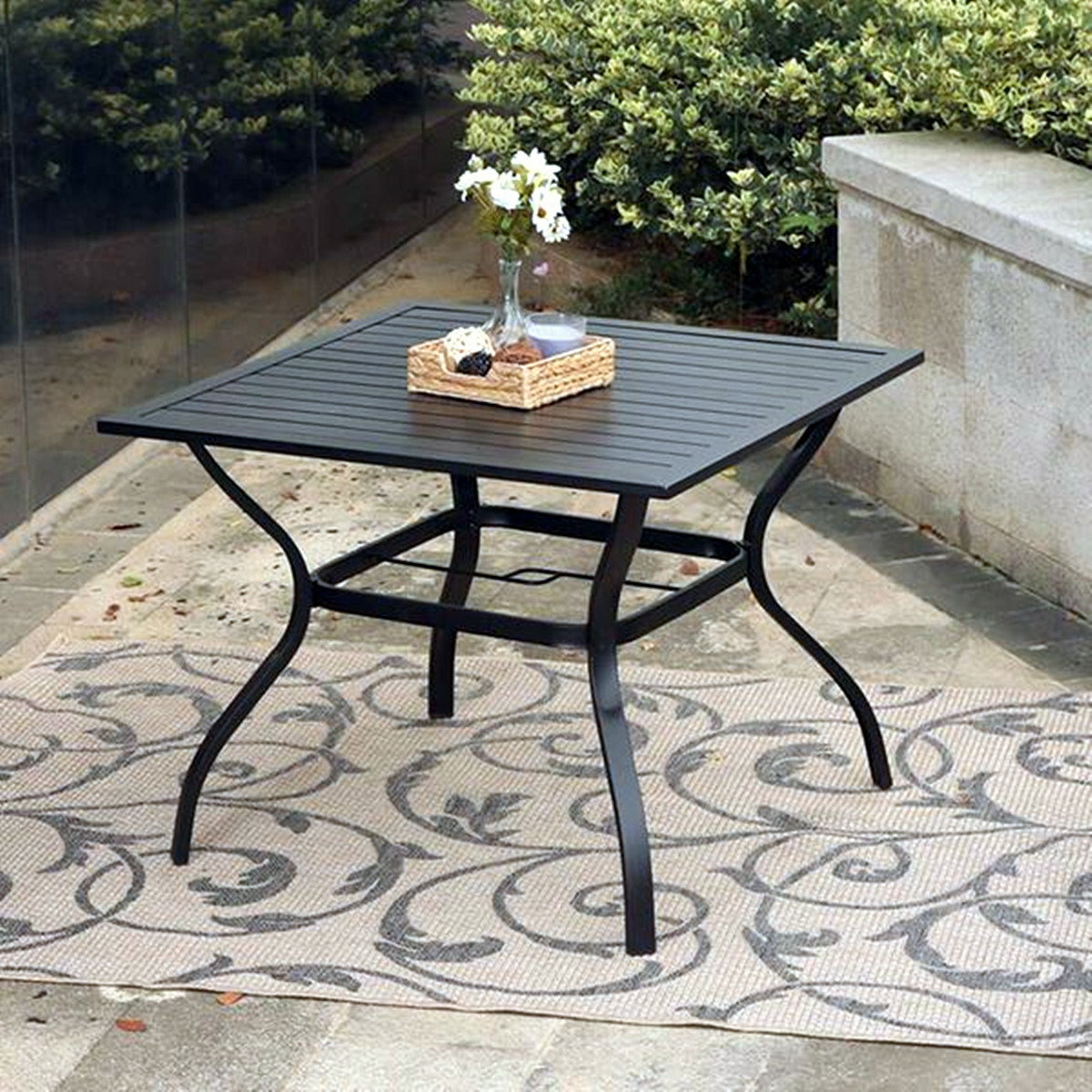 Outdoor Table Chairs Set Folding Chairs Reclining Metal Table Patio Furniture