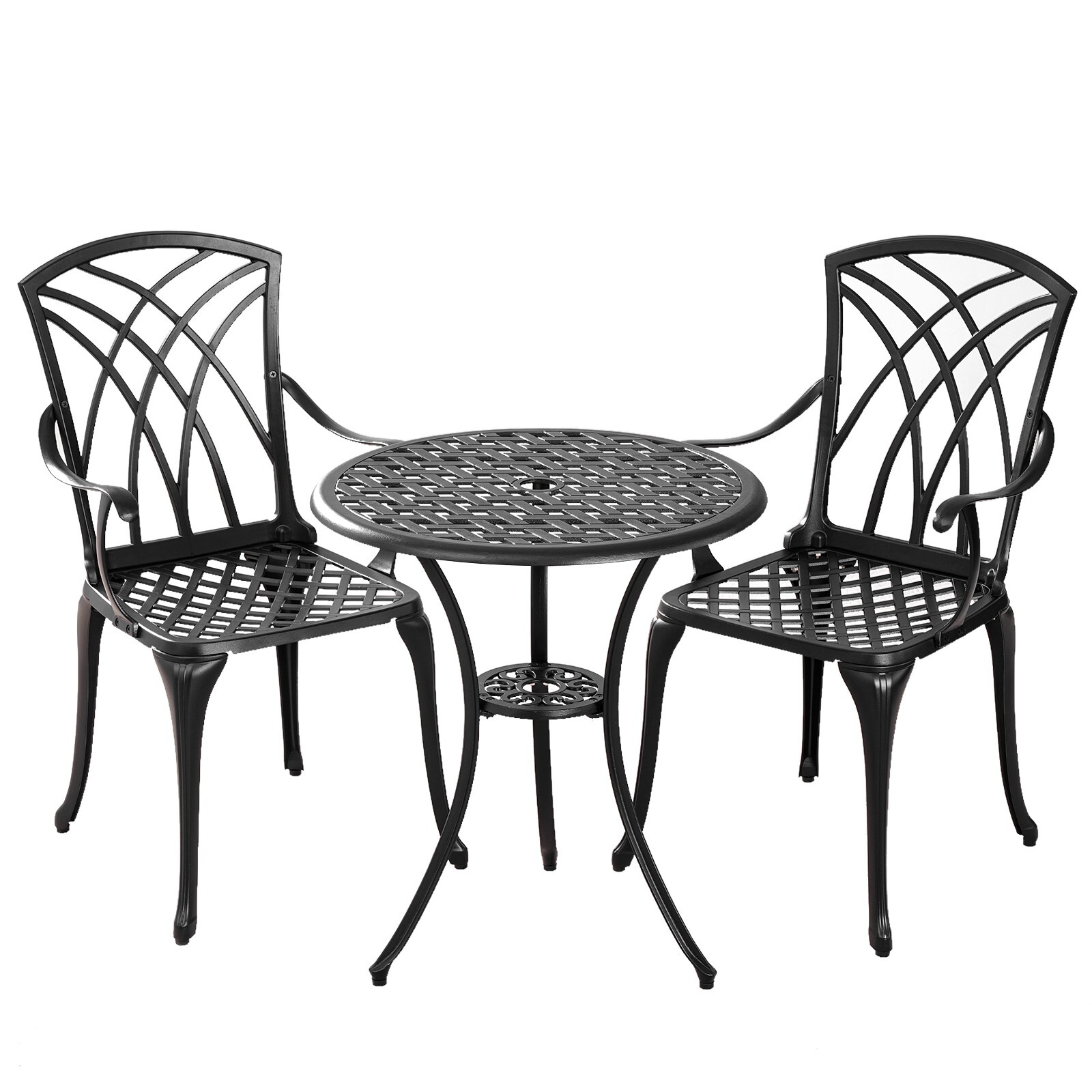 Cast Aluminum Patio Bistro Table 3 Piece Set, Rust-Resistant Outdoor Table Set