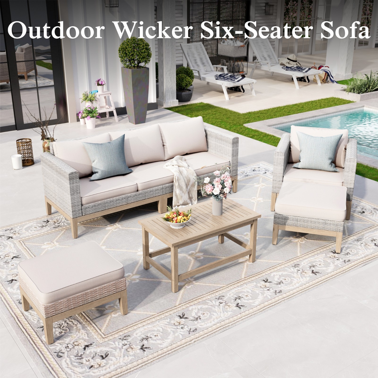 Home Outdoor Furniture Rattan Patio Furniture Set Wicker Patio Conversation Set