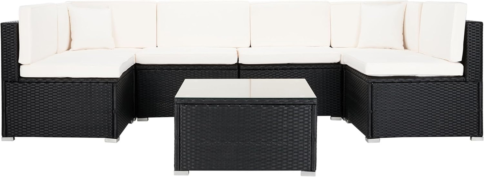 Diona Black/White Outdoor Sectional Set for Chic Living Spaces