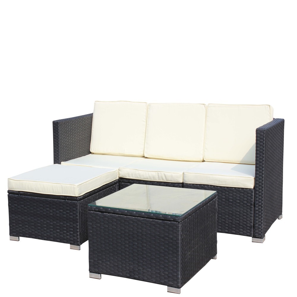 Outdoor Garden Patio Furniture 5-Piece PE Rattan Wicker Cushioned Sofa Sets