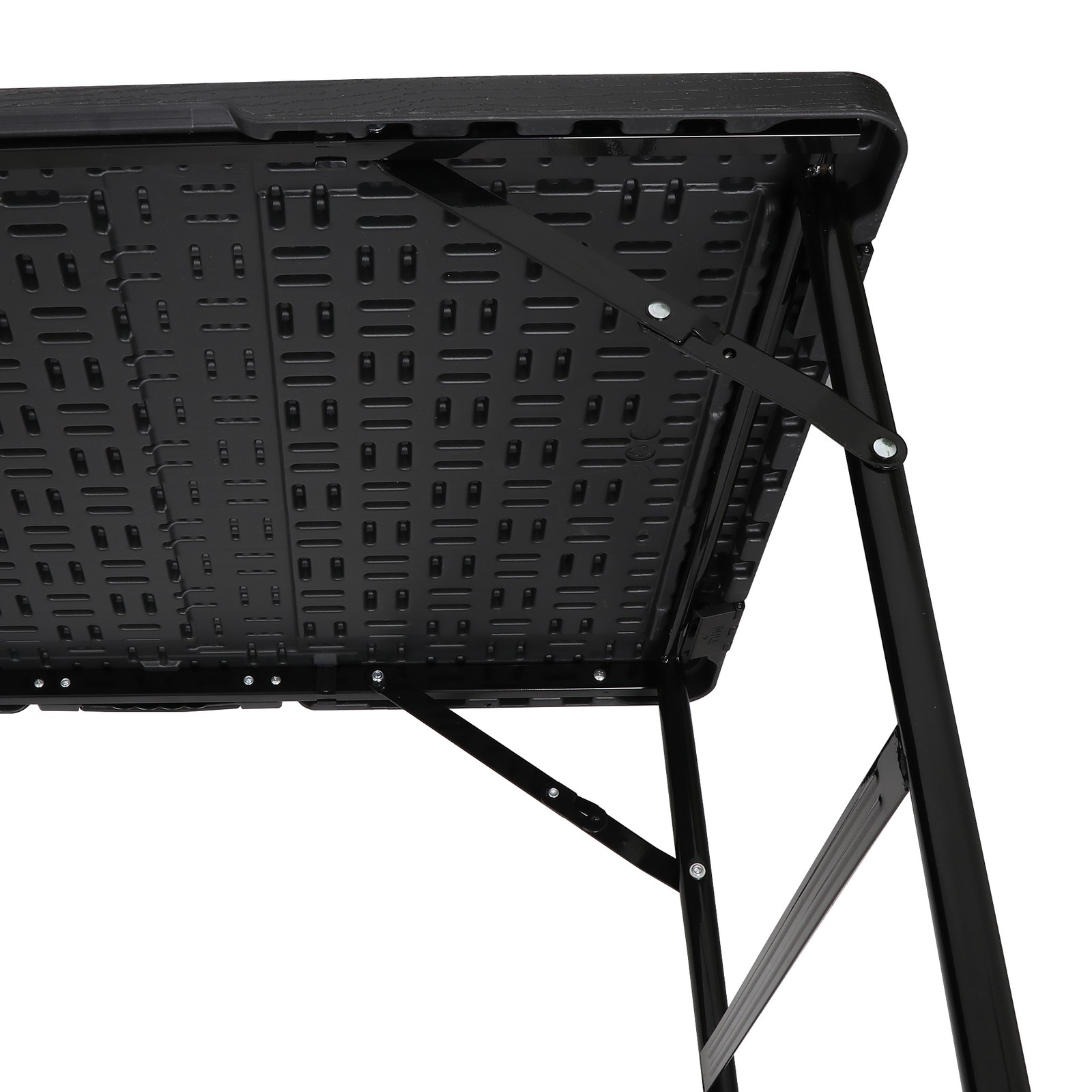 Black Folding Picnic Table Set w/ 2 Benches Waterproof Table for Camping