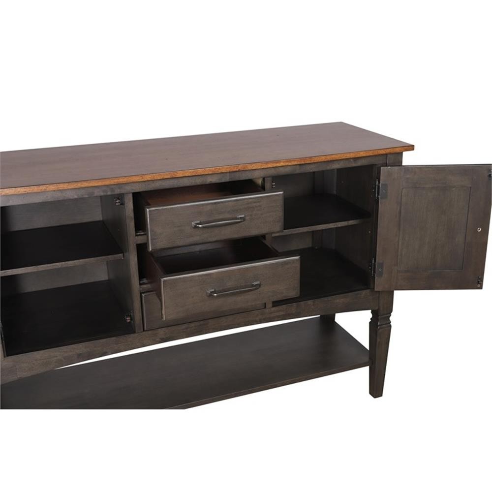 Dakota 6PC Extendable 42-54-in Pub Dining Table Set w Buffet Brown Gray Wood