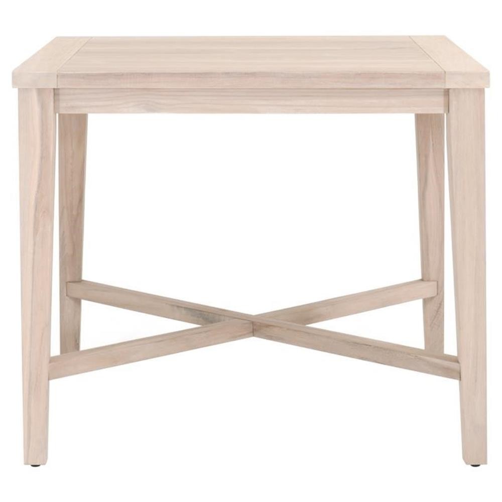 Pemberly Row 42″ Square Teak Outdoor Counter Height Table in Gray