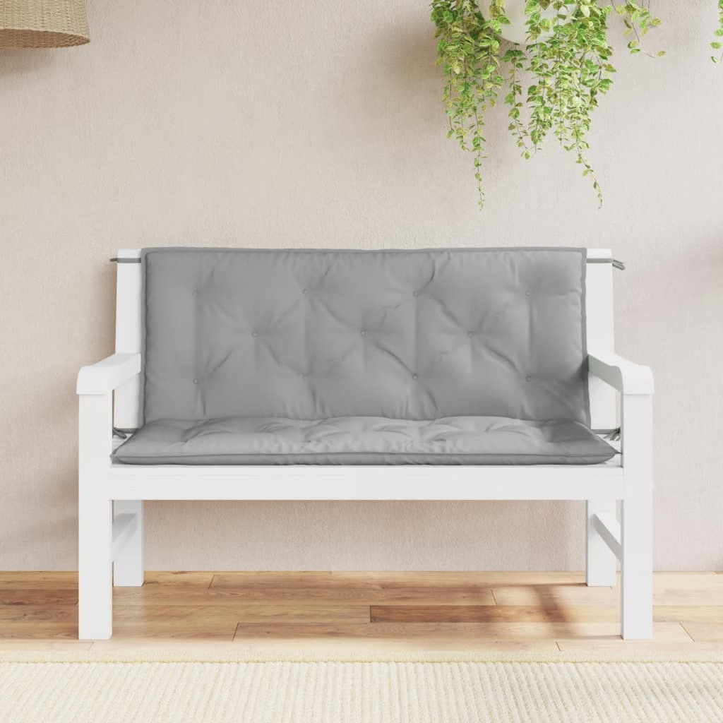 Garden Bench Cushions 2pcs Gray 47.2″x19.7″x2.8″ Oxford Fabric