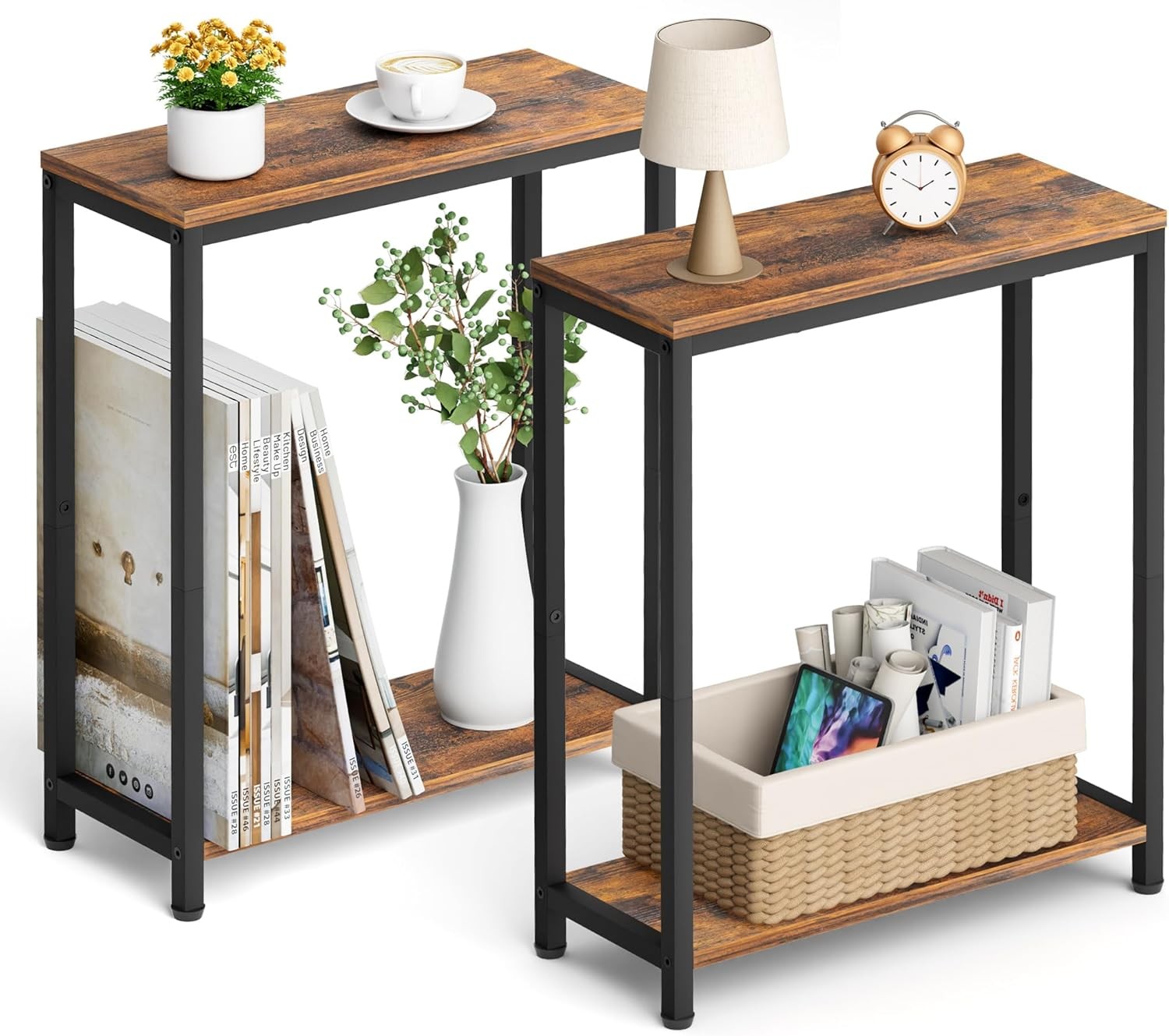 SLEEPING LB Narrow End Tables Living Room Set of 2 Small Side Table for