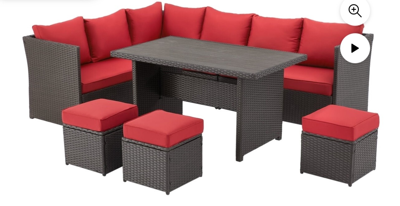 Used outdoor patio 7 piece red.