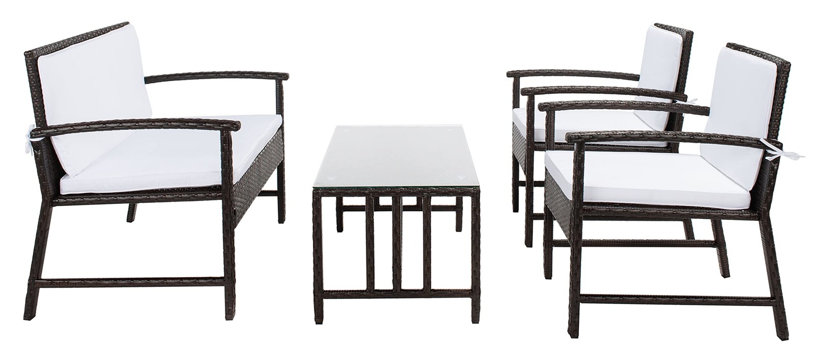 Outdoor Collection Krissy Wicker Cushion 4-Piece Living Set PAT7711C, Brown/W…