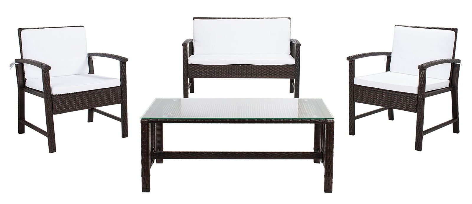 Outdoor Collection Krissy Wicker Cushion 4-Piece Living Set PAT7711C, Brown/W…