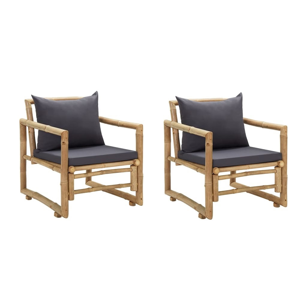 Patio Chairs with Cushions 2 pcs Bamboo