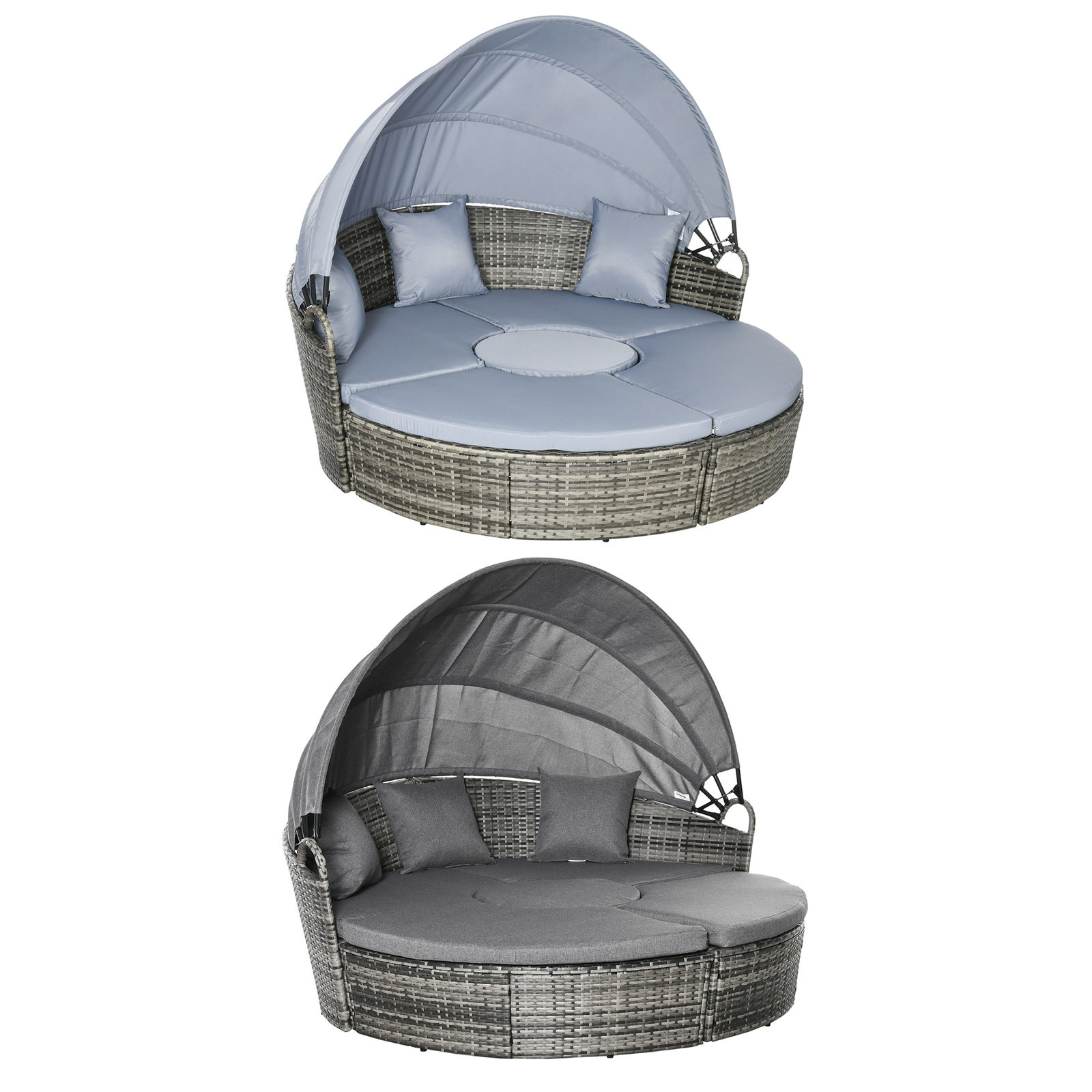 Outdoor Convertible Daybed, 4pc Furniture Set, Sofa, Tea Table, Chairs