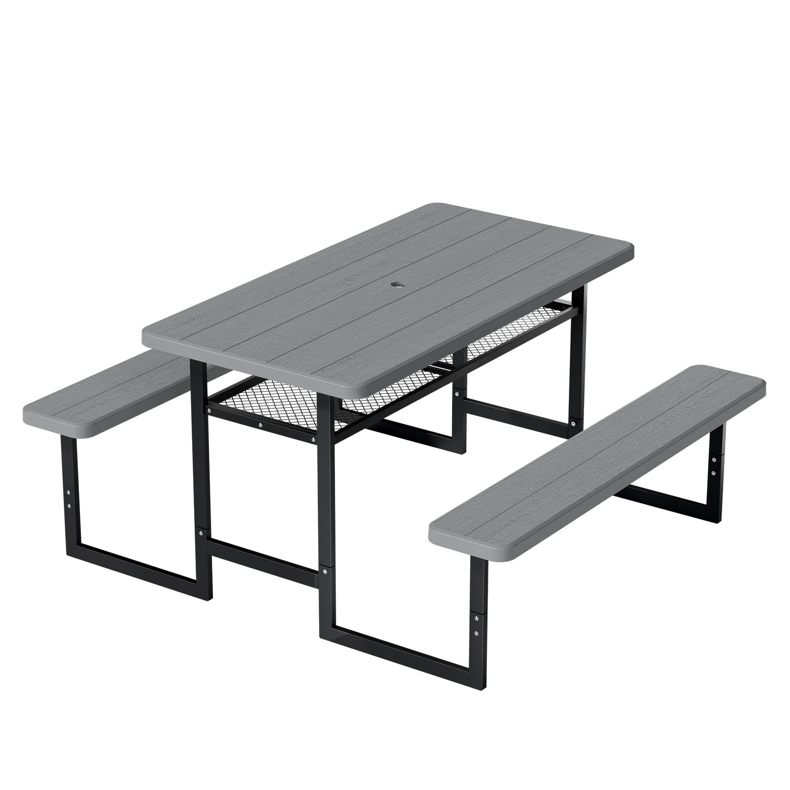 4.5/6FT Picnic Table Bench Set w/ Umbrella Hole for Outdoor Camping Garden Yard