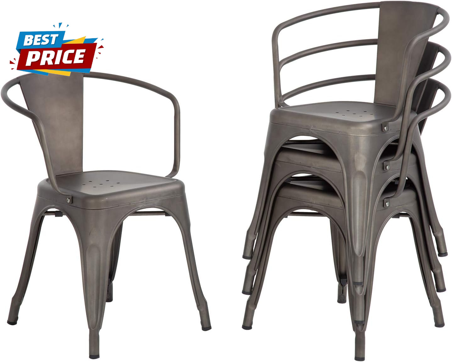 Metal Dining Chairs Set of 4 Patio Chiar Indoor Outdoor Kitchen Chairs 18 Inch S