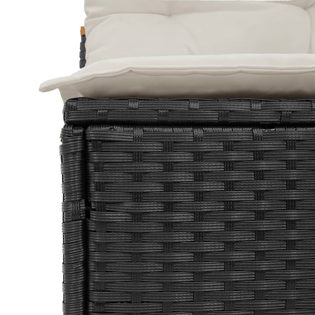 Patio Sofas Armless with Cushions 2 pcs Black Poly Rattan