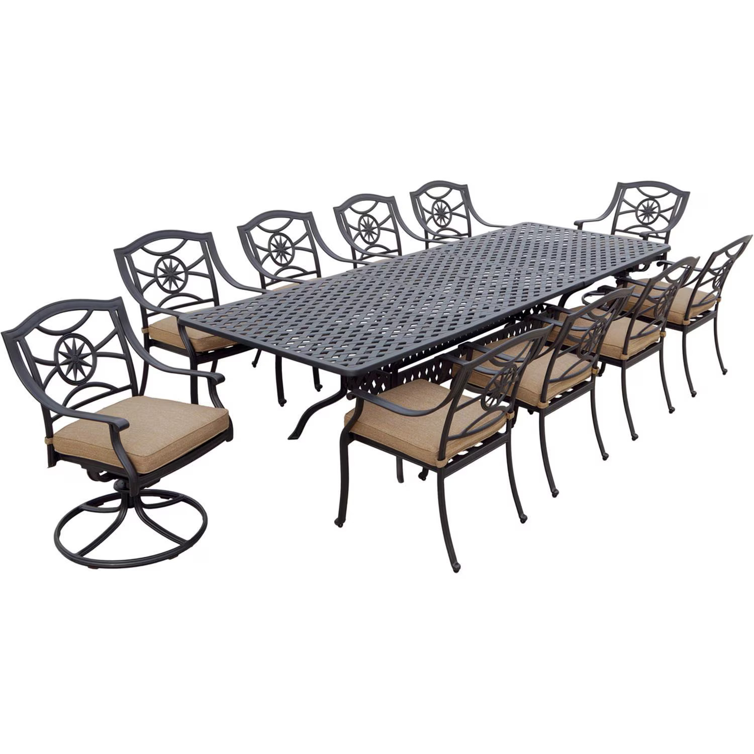 Ten Star 11 Pc Cast Aluminum Dining Set 92 X 42 Inch Series 30 Extension Table