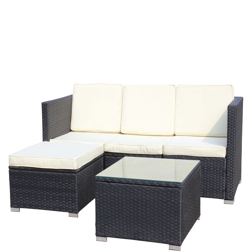 Outdoor Garden Patio Furniture 5-Piece PE Rattan Wicker Cushioned Sofa Sets