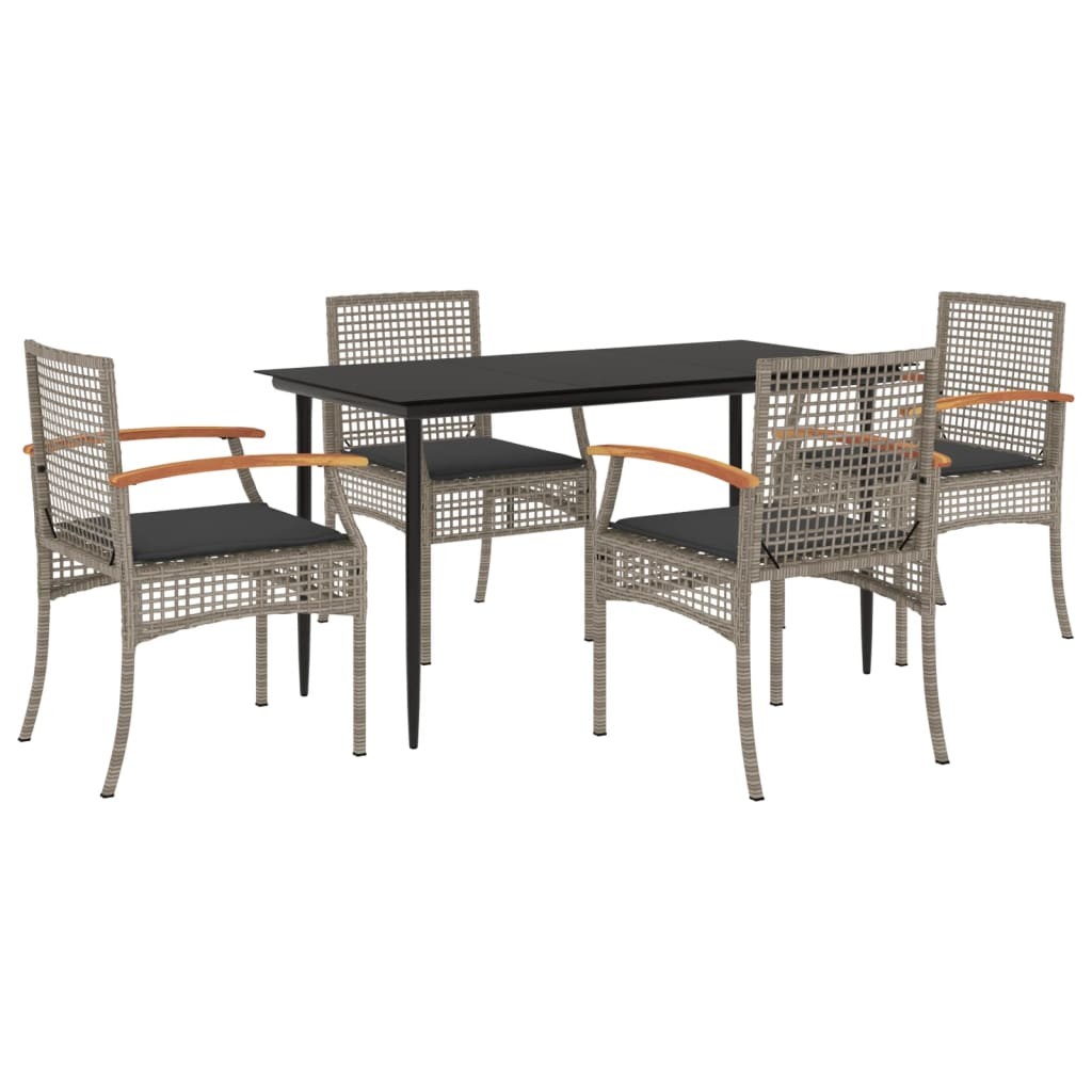 Patio Dining Set with Cushions Outdoor Garden Furniture Poly Rattan vidaXL