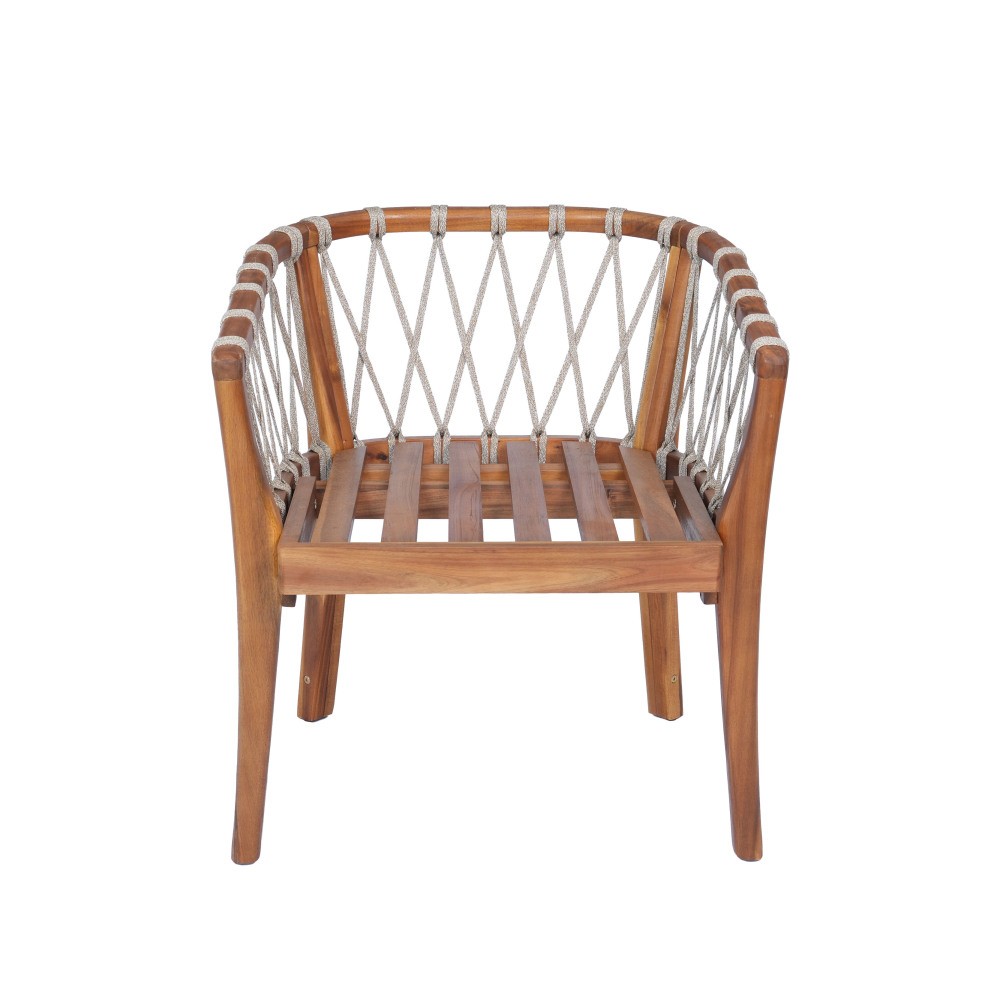 Set of 2 Outdoor Acacia Wood Dining Chair Armchair Patio Garden Balcony Cushion