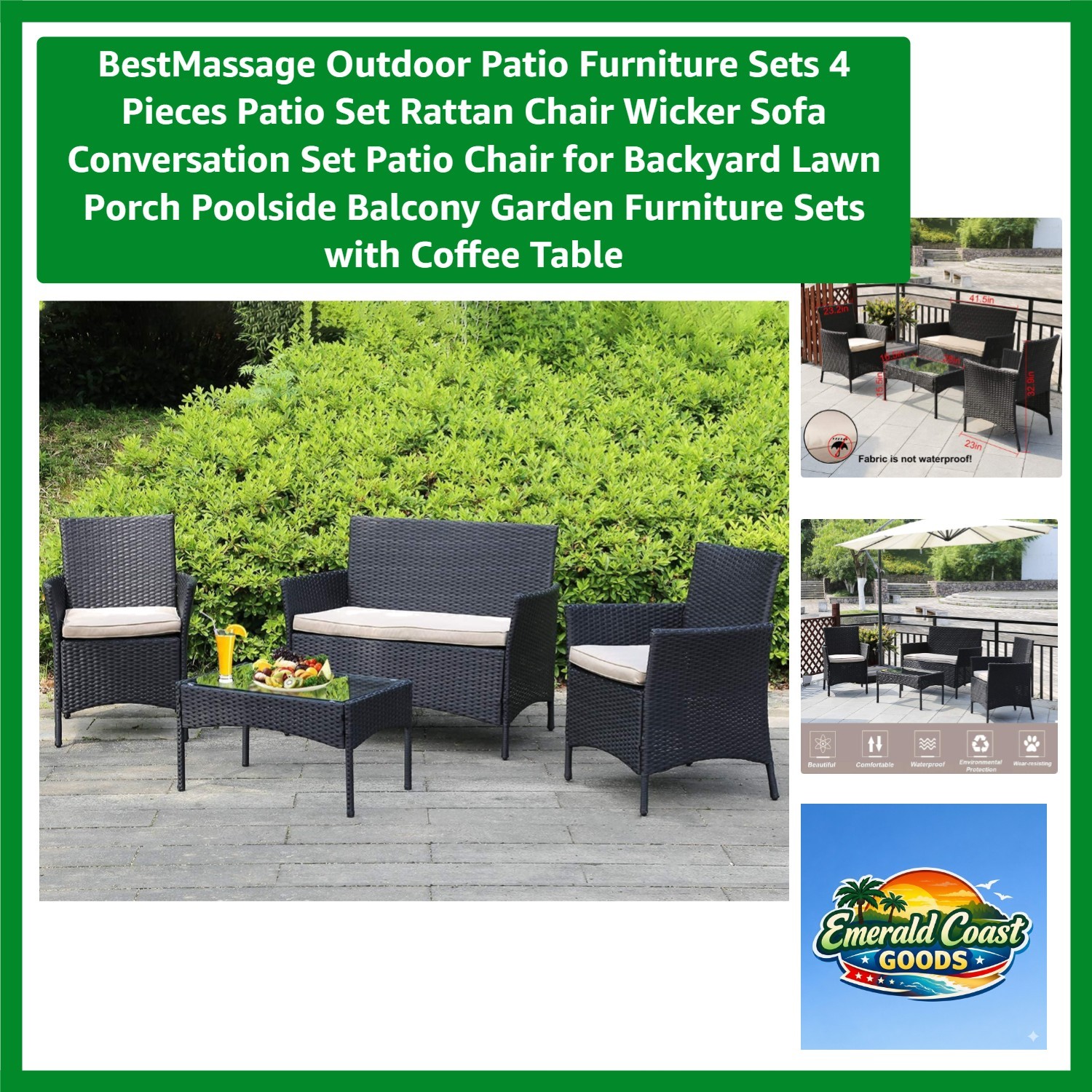Comfortable All-Weather 4-Piece Wicker Patio Set for Relaxing Outdoors