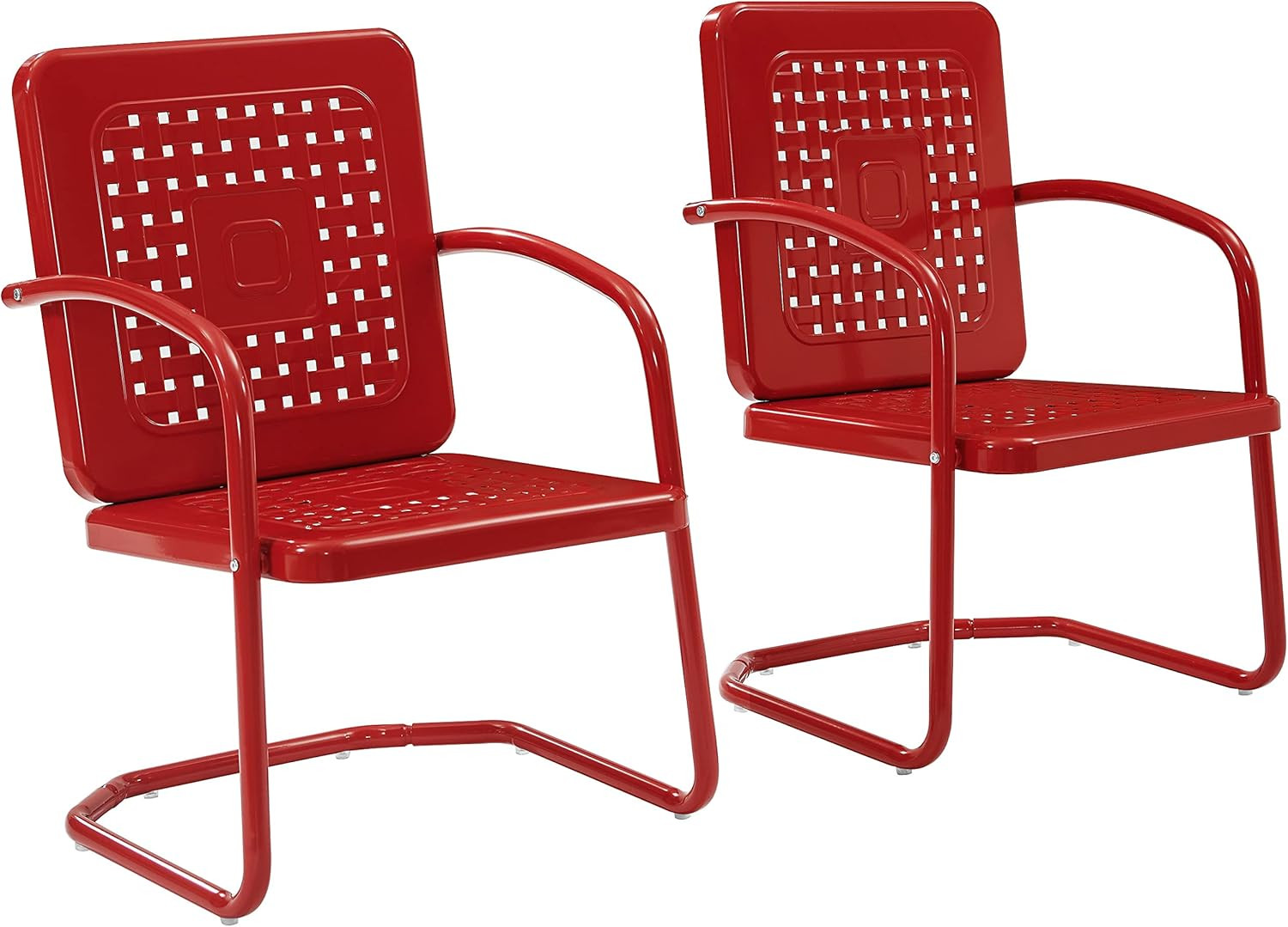 Bates 2-Piece Outdoor Chair Set, Retro Metal Patio Chairs for Dining, Porch, Dec