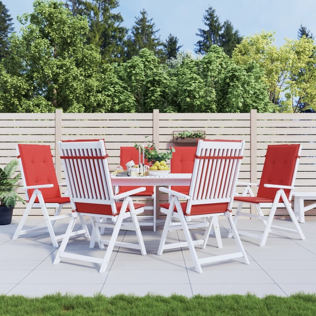 Garden Highback Chair Cushions 6 pcs Red 47.2″x19.7″x1.2″ Fabric