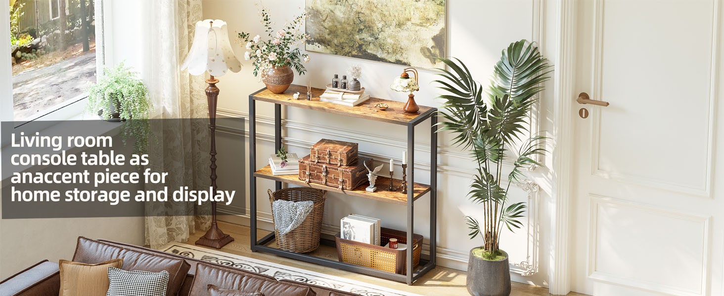 Small Entryway Table, 29.5″ Narrow Console Table with Shees, Sofa