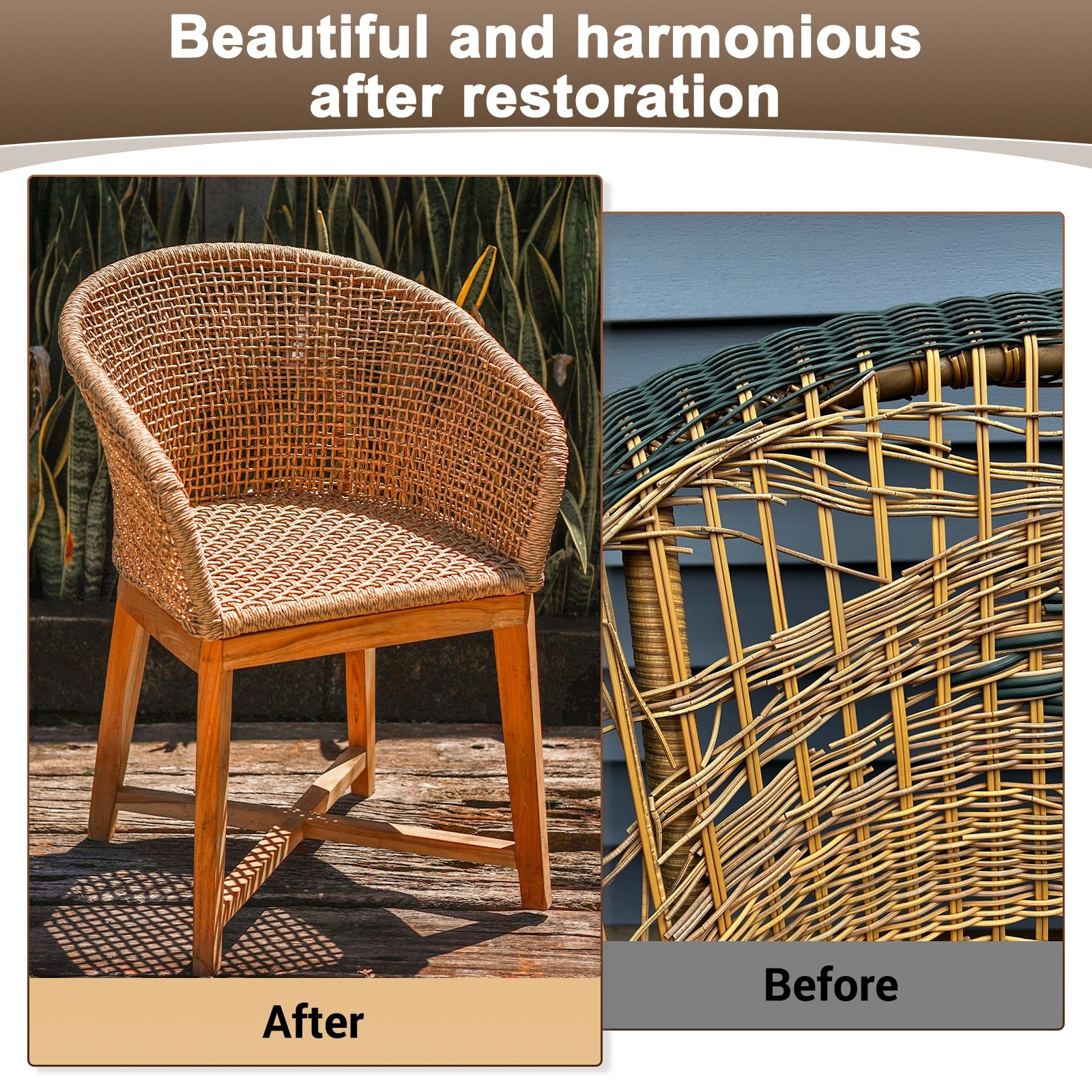 1-Pack Wicker Repair Kit, 5mm x 66ft/20m Plastic Flat Rattan [Orange Yellow]
