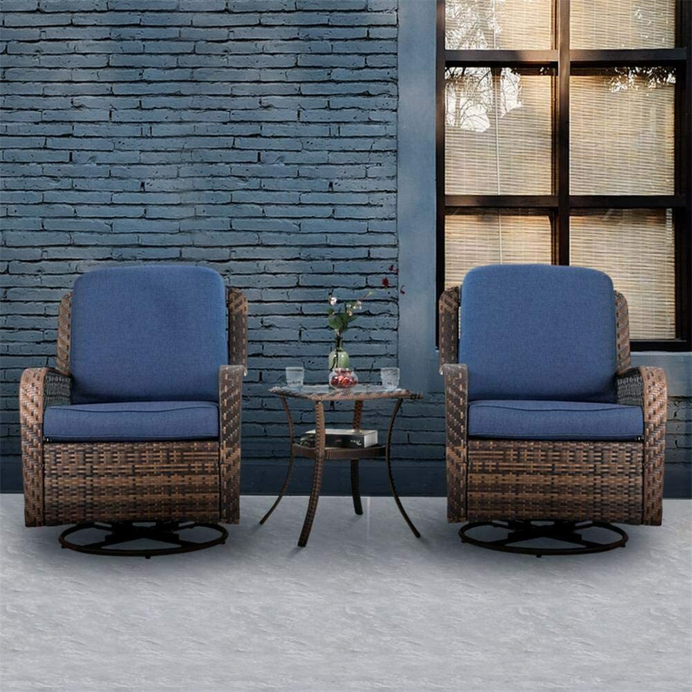 3 PCS Outdoor Swivel Rocker Patio Chairs Set Furniture Sofa Rattan Chair Wicker