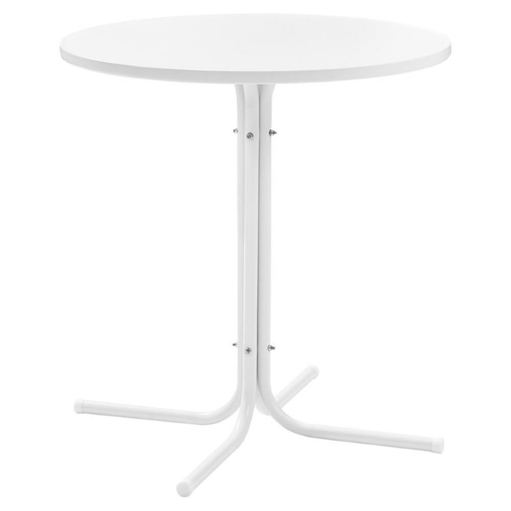 Crosley Furniture Griffith Retro Metal Outdoor Bistro Table in White Satin