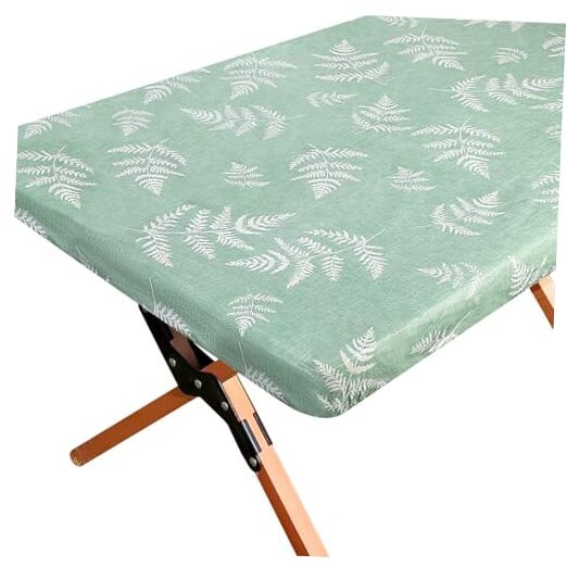 Fitted Tablecloth for 6 Foot Rectangle Tables, Green Table Cloth Picnic Vinyl