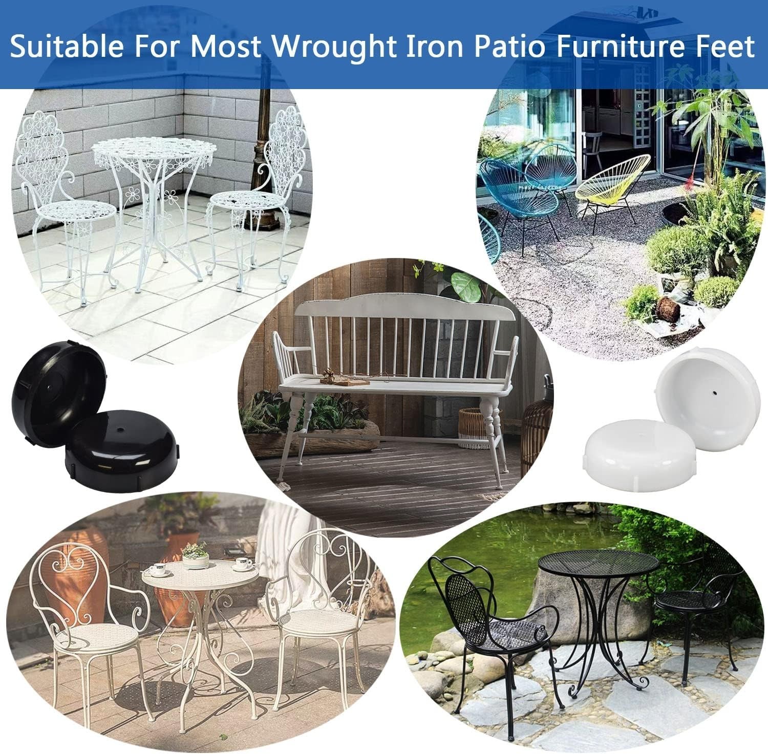 36 Pack 1.5″ Wrought Iron Patio Furniture Glides Outdoor Chair Leg Floor Prot…