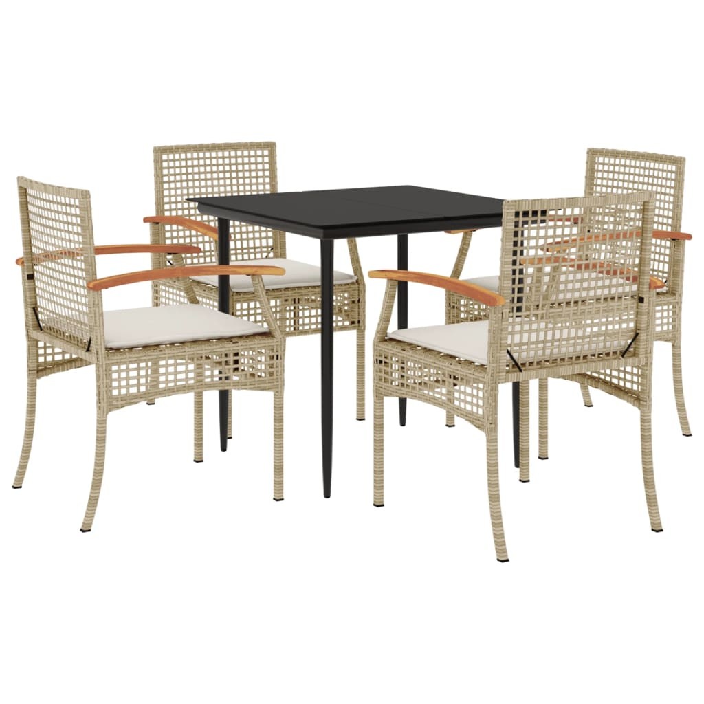 Patio Dining Set with Cushions Outdoor Garden Furniture Poly Rattan vidaXL