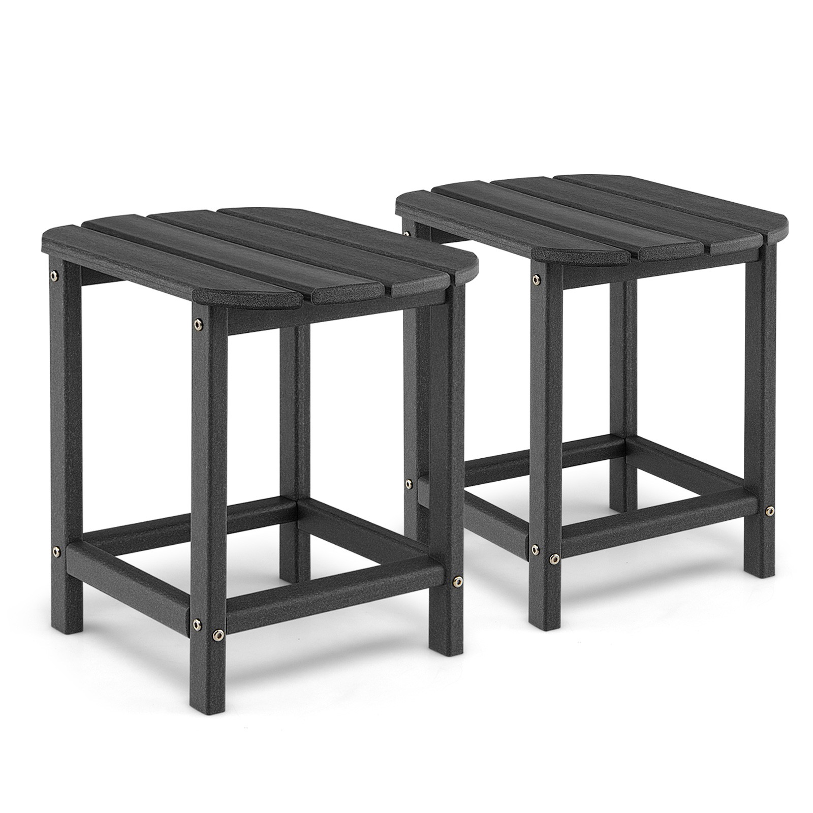 2 PCS Patio 18″ Adirondack Side Table Weather Resistant HDPE Garden Black