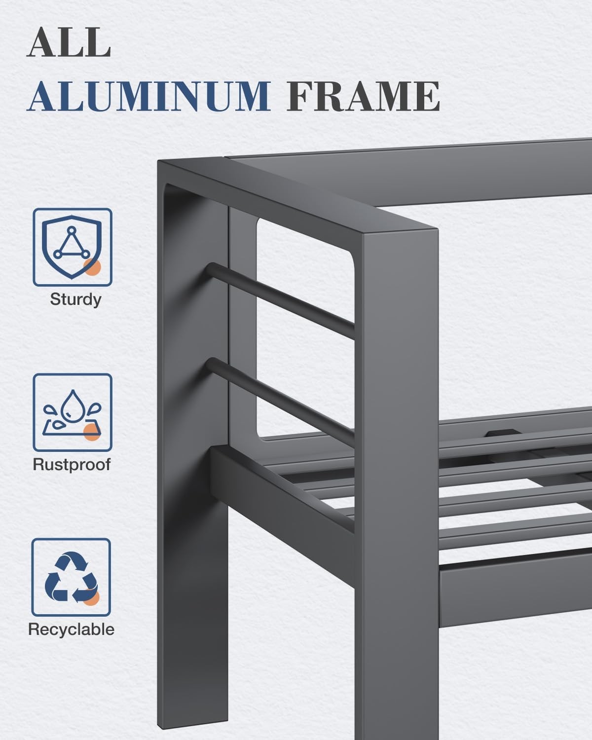 7pc Aluminum Patio Furniture Set – Outdoor Conversation Sofa & Adjustable Table