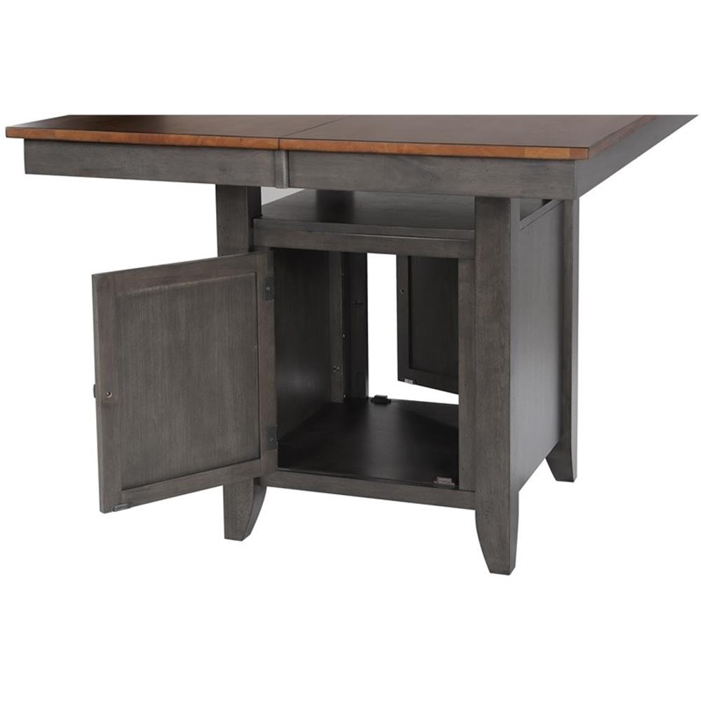 Dakota 6PC Extendable 42-54-in Pub Dining Table Set w Buffet Brown Gray Wood