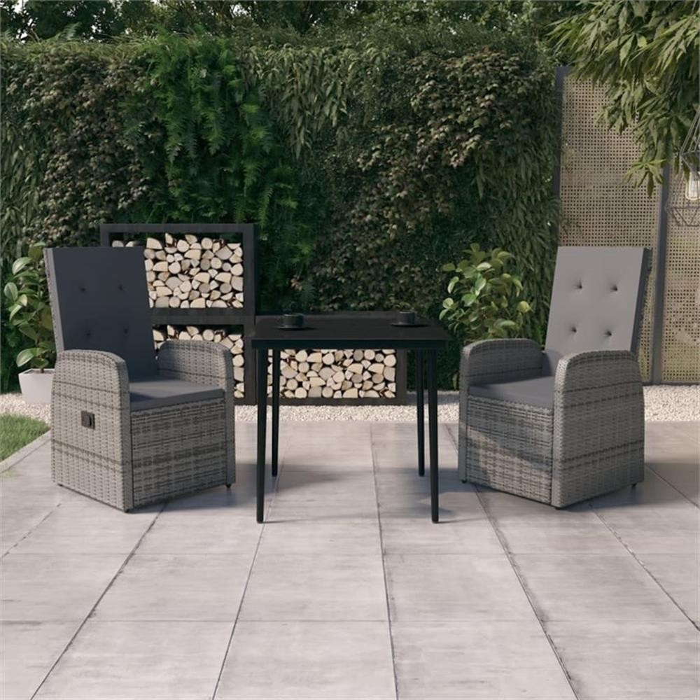 Bowery Hill Contemporary Garden Dining Set in Gray and Black