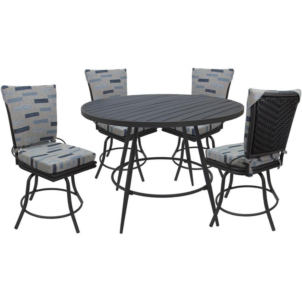 Outdoor Indoor Patio Dining Set – Ofir without Arms – B-W Blue Beige – Gray