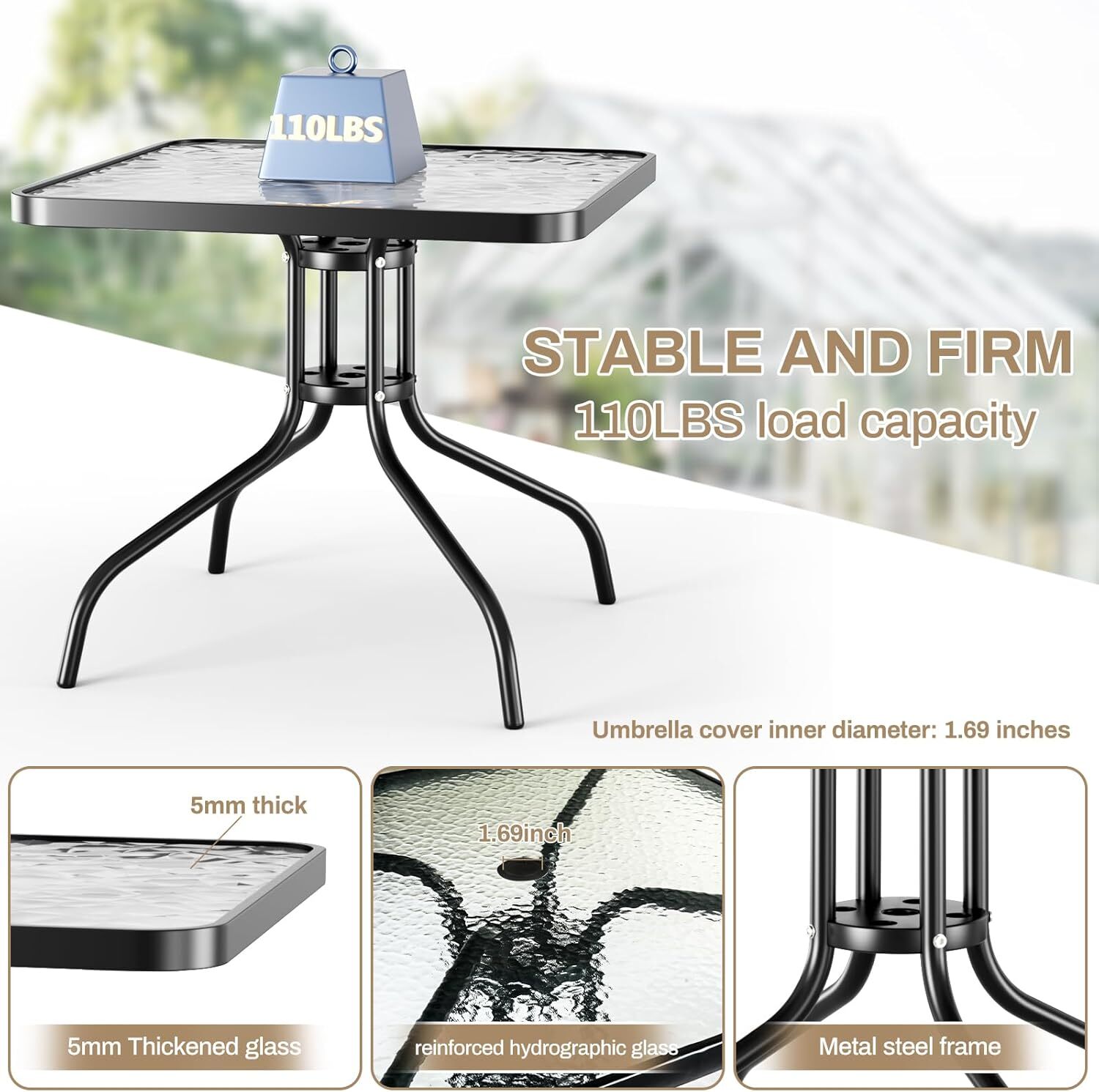 5-Piece Patio Set Outdoor Furniture Table and Chairs Set for Garden Backyard