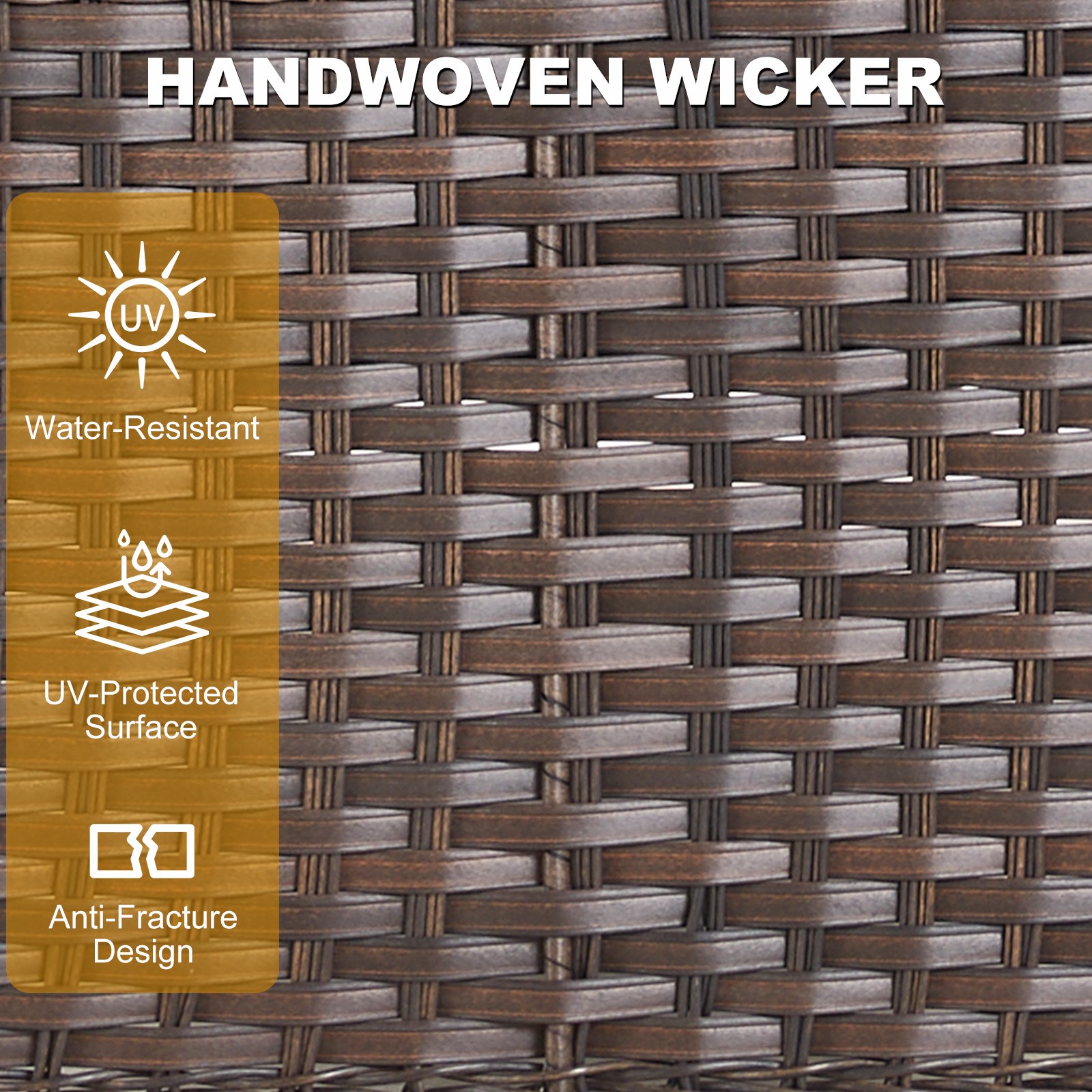 Outdoor PE Wicker Ottoman Set of 2 with Cushion, Brown Rattan Footrest