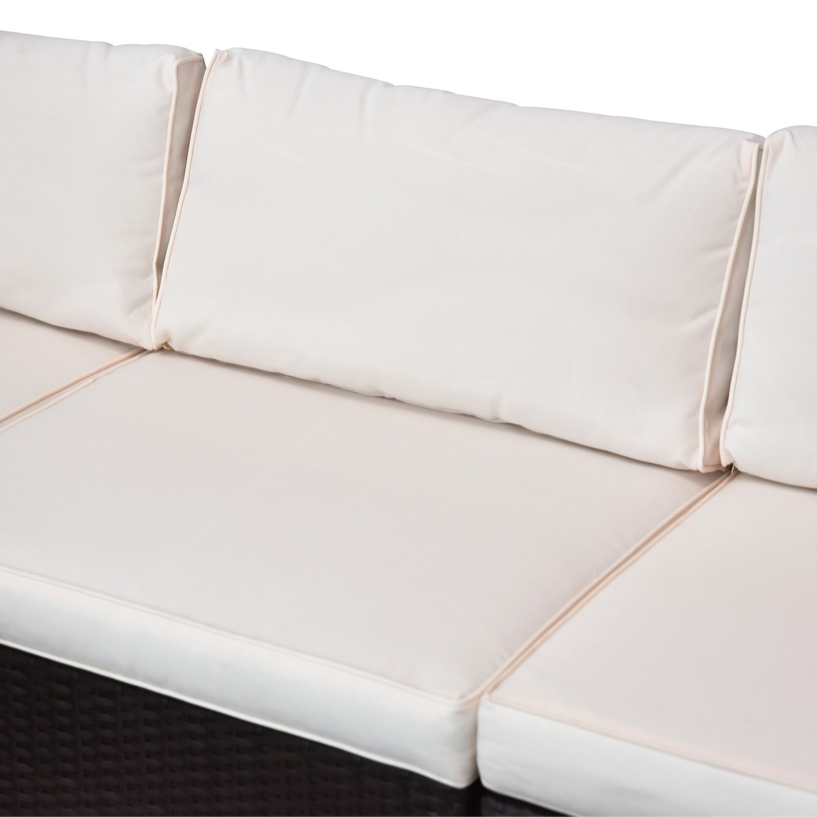 Outdoor 5-Piece Sitting Set Sectional PE Rattan 395lb per Seat Cream