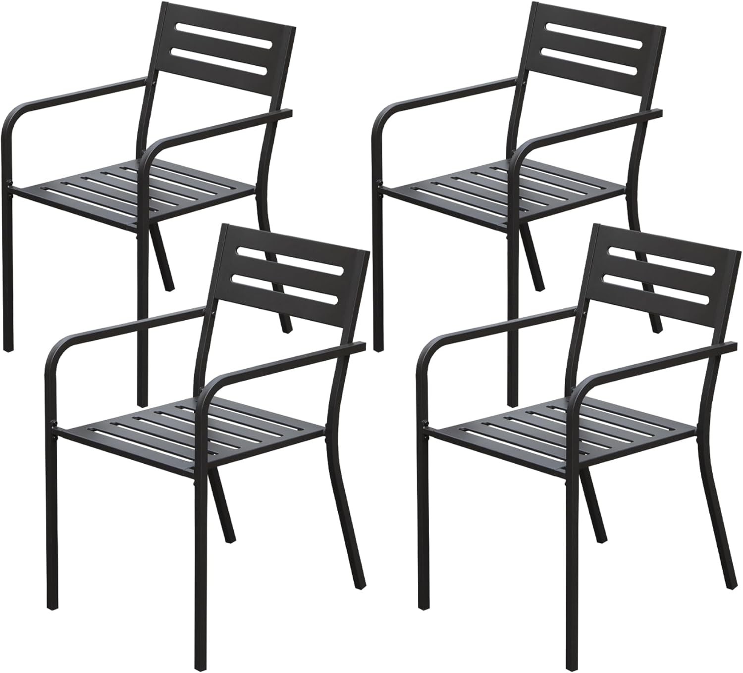 4-Pieces Patio Dining Chairs, Outdoor Heavy Duty Metal Chairs Set of 4